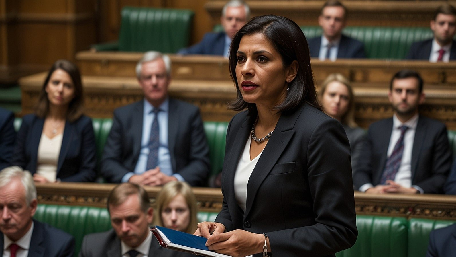 UK Home Secretary Shabana Mahmood addressing Parliament on sweeping asylum system reforms, including 20-year wait for permanent residency amid Channel migrant crossings in 2025