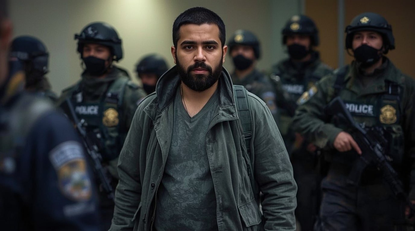 Khaled Mohamed Ali El Hishri, Libyan militia commander accused of war crimes at Mitiga Prison, arrives under heavy security at the International Criminal Court (ICC) detention center in The Hague, Netherlands, December 2025.